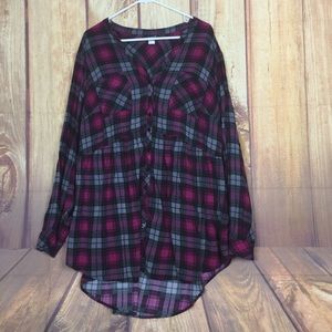 Torrid size 3 Hi Lo tunic plaid shirt